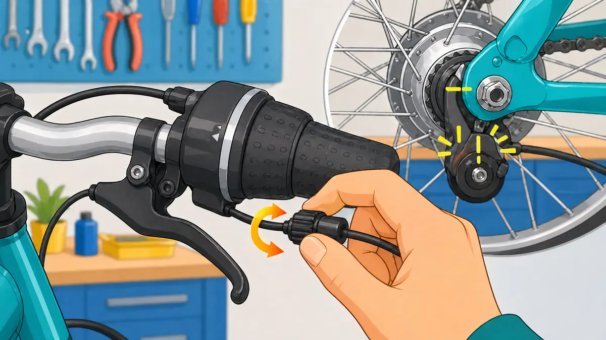 SHIMANO INTER-7の調整の手順4: アジャスターで目印を合わせる