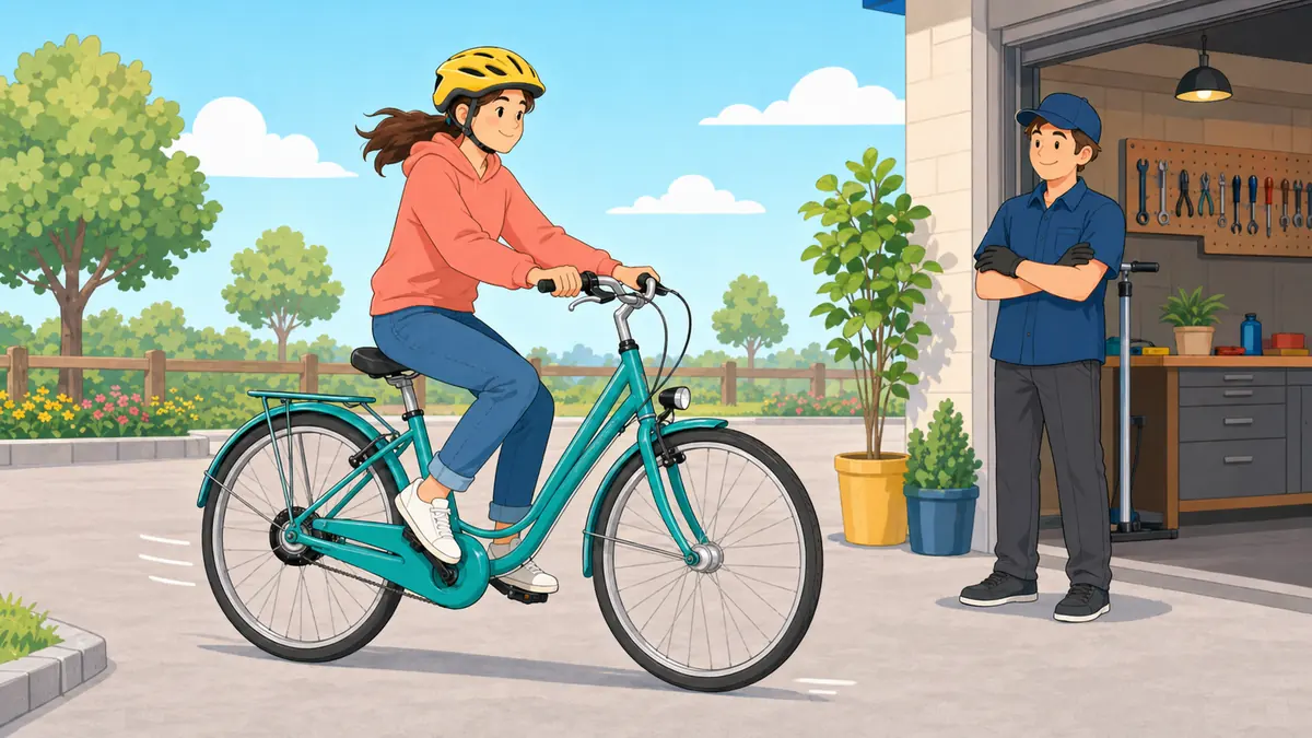 SHIMANO INTER-7の調整の手順5: 低速で変速確認をする